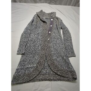 Prana Womens XS Grey Marled Wool Blend Chunky Cable Knit Long Cardigan Sweater